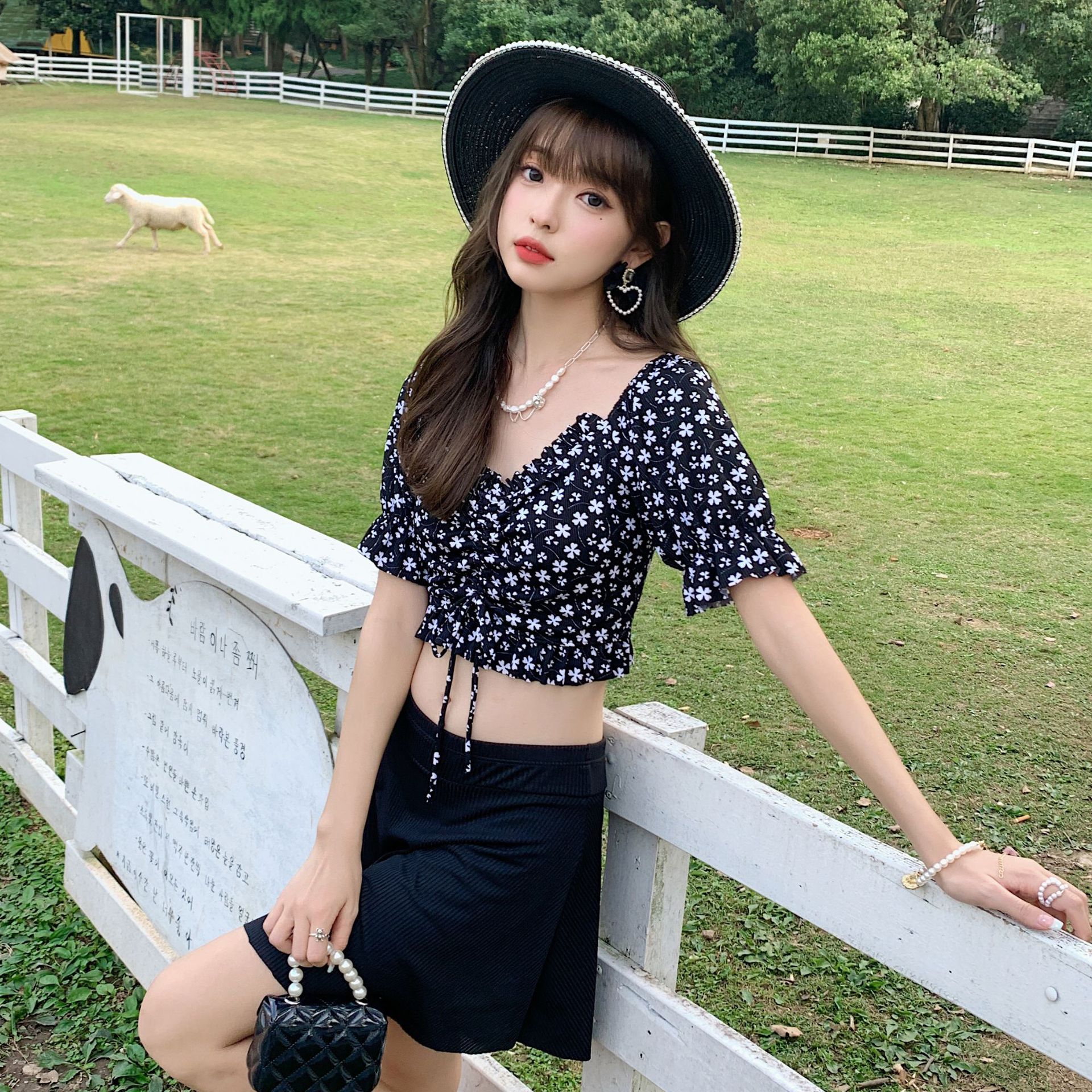 泳衣女保守显瘦修身分体学生平角裙裤韩版少女小清新泡温泉游泳衣