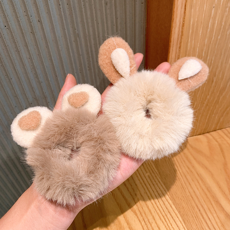 Plush Hair Accessories Cute Rabbit Ears Hair Accessories Hair Rope Hair Rope Female Super Cute Internet Celebrity Hair Elastic Band Autumn and Winter New