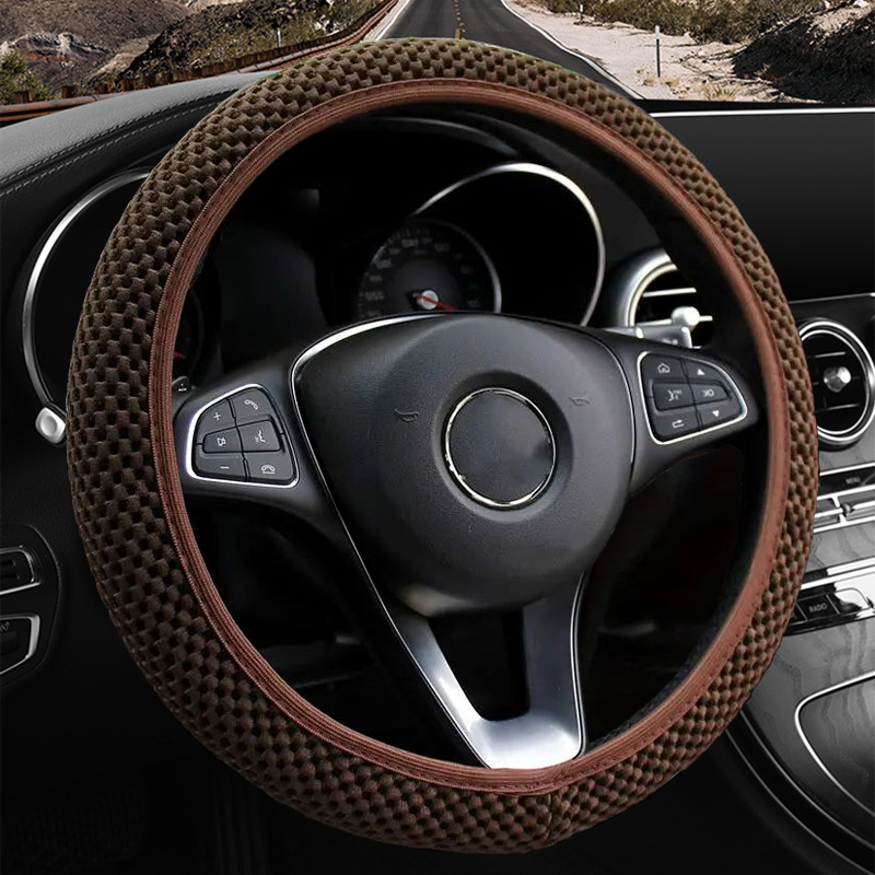 Car Steering Wheel Cover without Inner Ring Sandwich Mesh Elastic Universal Grip Cover Cross-Border