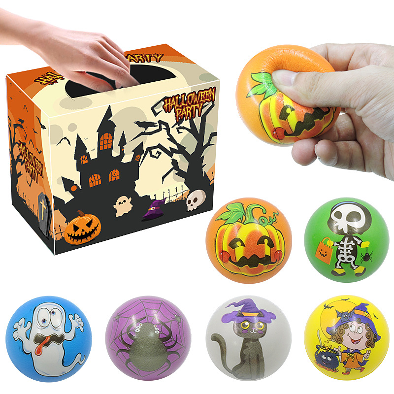 Cross-Border Halloween Ghost Funny Pumpkin Head Squeeze Cup Vent Squeezing Toy Decompression Pu Ball Toy Wholesale