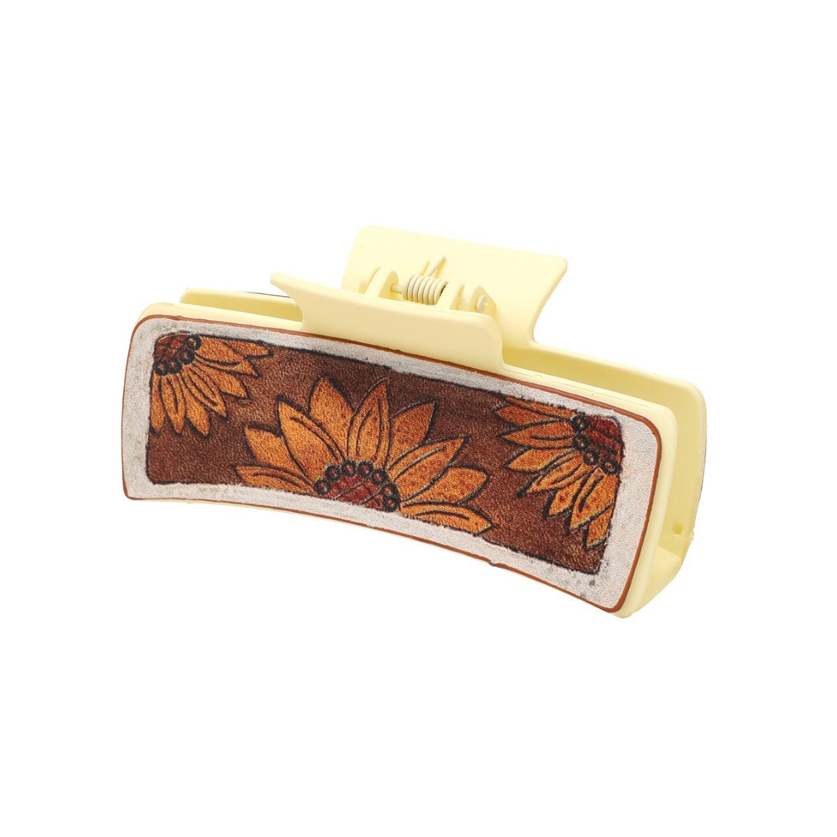 Cross-Border Western Style Leather Barrettes Sunflower English Letters Grip Ladies Shark Clip AliExpress Amazon