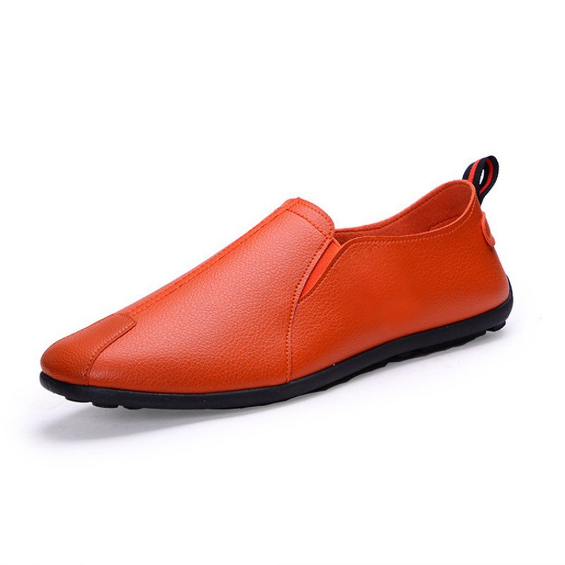 Cross-Border New Arrival 2023 Foreign Trade Products Factory Wholesale Pu Soft Leather Men's Shoes Soft Slip-on Flat Men's Peas Shoes