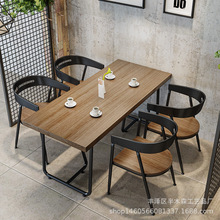美式餐厅工业风复古实木餐桌子loft小吃店烧烤店个性创意休闲餐桌