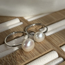 强光天然淡水真珍珠戒指女s925纯银活口可调节指环简约轻奢高级感