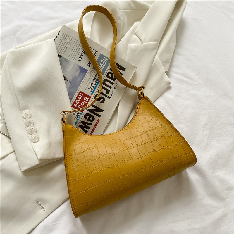 2021 New Simple Fashionable Small Square Bag Spring Crocodile Pattern Crossbody Shoulder Bag Fashion Solid Color Women Bag Net Red Bag