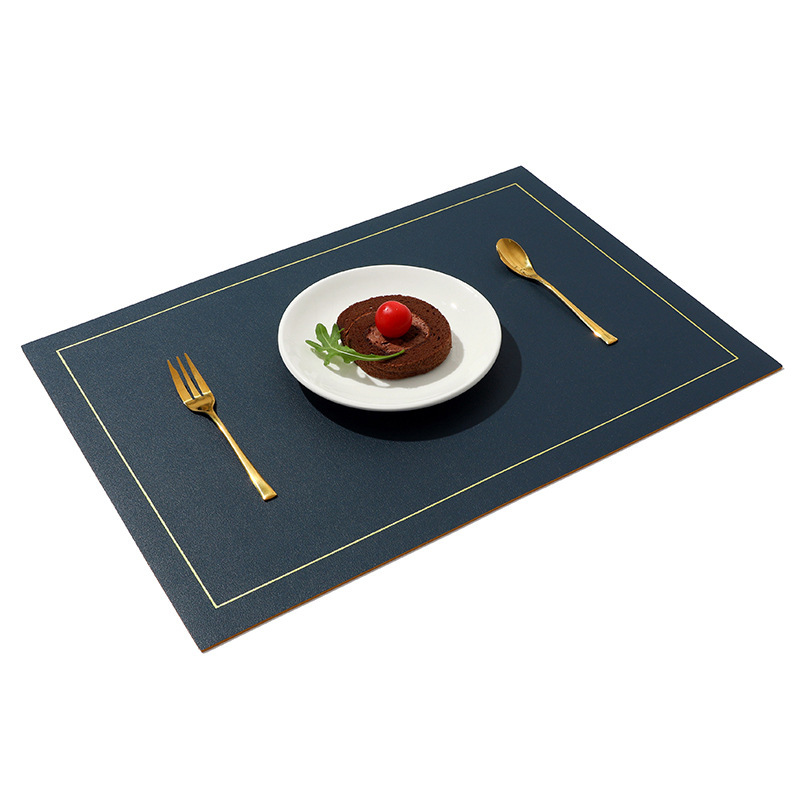 Nordic Style Leather Western Food Plate Mat Solid Color Square Heat Proof Mat Waterproof Table Mat Double Double Color Universal Pad Wholesale