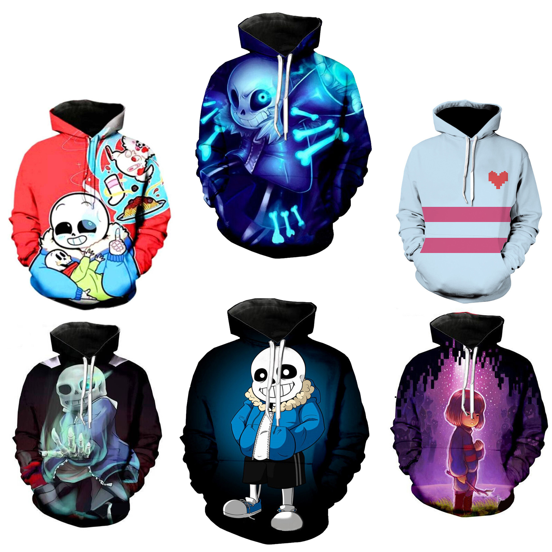 传说之下undertale骷髅兄弟sans 3d数码印花带帽卫衣动漫游戏外套