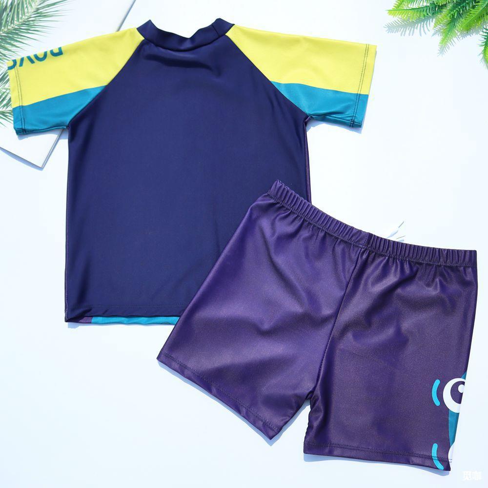 新款儿童泳衣男童中大童学生男孩高弹分体速干游泳衣温泉泳装批发