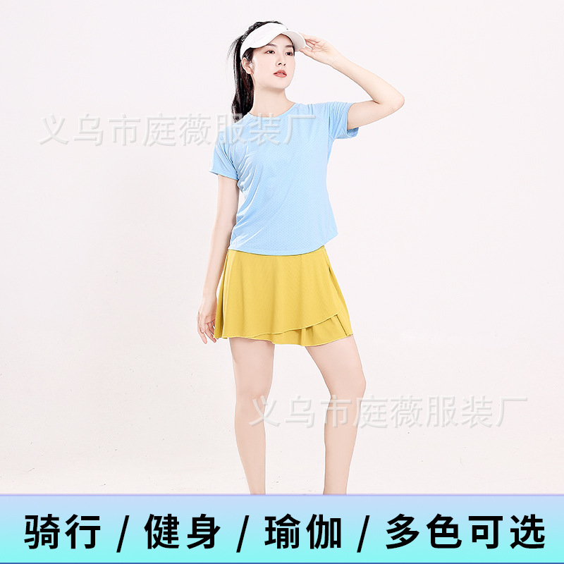 2025夏季新款瑜伽运动套装女羽毛球服晨跑健身瑜伽服速干衣网球裙