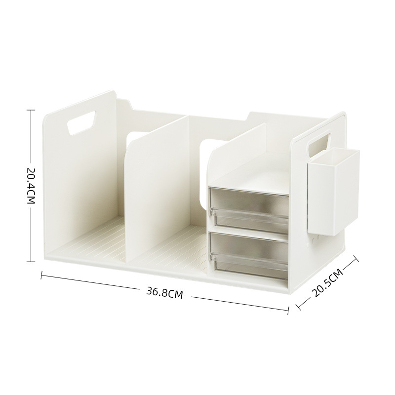 Desktop Bookshelf Simple Book Stand Book Shelf Book Storage Rack with Drawers Book Stand Box Student Bookshelf