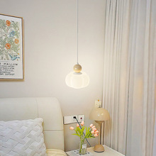网红奶油风床头吊灯卧室吊线灯单头高级感现代简约过道房间壁灯