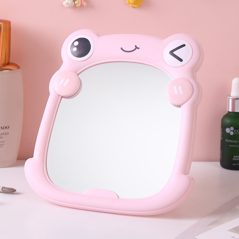 Plastic Frog Desktop Folding Mirror Student Dormitory Makeup Bathroom Wall Ins Style Cartoon Portable Mirror