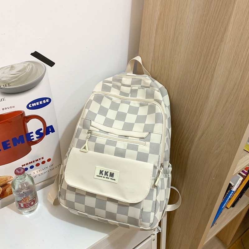 Women's Backpack Wholesale 2023 New Japanese Trendy Fashion Plaid Backpack Korean Middle School and College Schoolbag