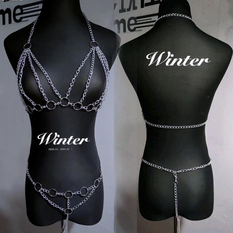情趣内衣性感三点式九连环铁链套装夜店链条cos角色扮演制服代发