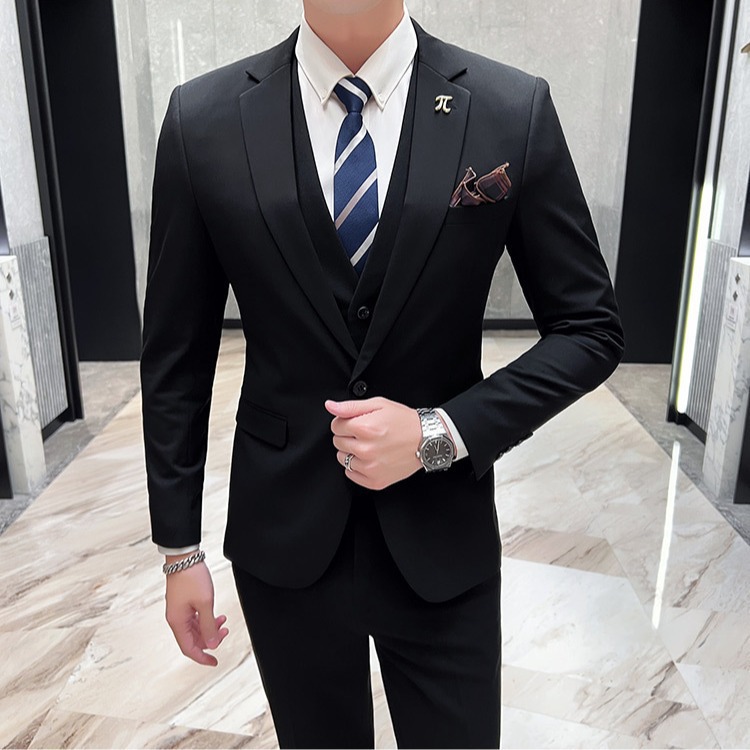 伴郎服兄弟装西装男结婚礼服秋季新郎西服马甲西裤三件套装外套男