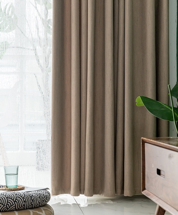 现代简约北欧风轻奢高端棉麻纯色遮光窗帘成品客厅卧室2022年新款