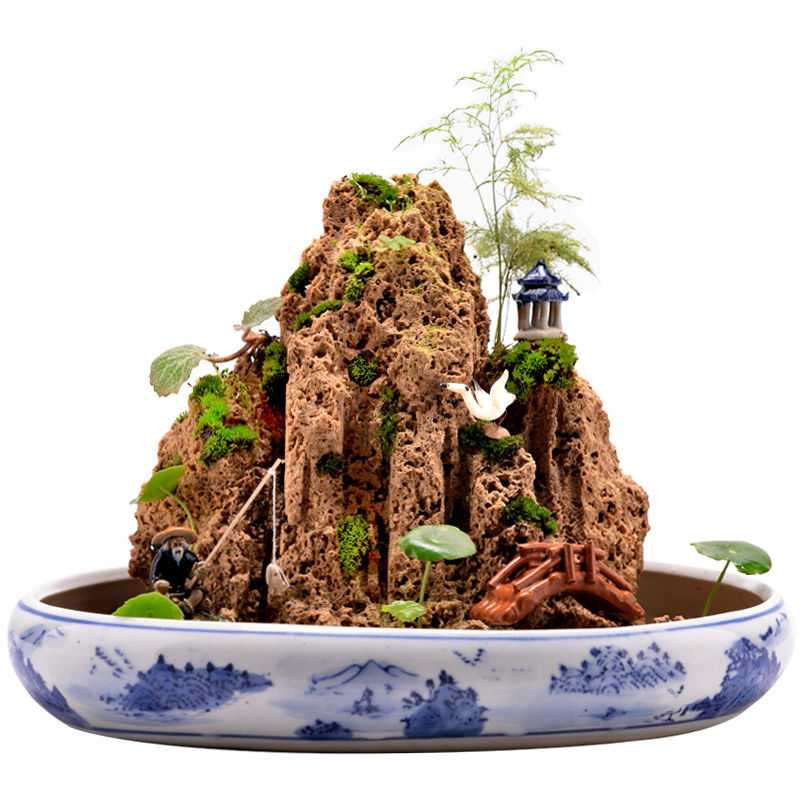 微景观小摆件吸水石上水石精品假山盆景奇石小石头室内装饰配件