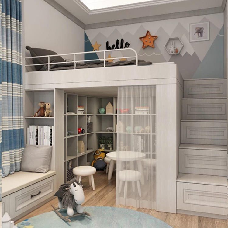 全屋定制儿童房上下床榻榻米小户型衣柜书桌组合一体家具工厂定做