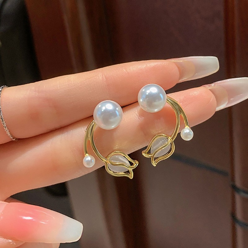 South Korea Dongdaemun Tassel Long Pearl Earrings Sterling Silver Needle All Match Elegant Earrings Internet Hot Ear Rings