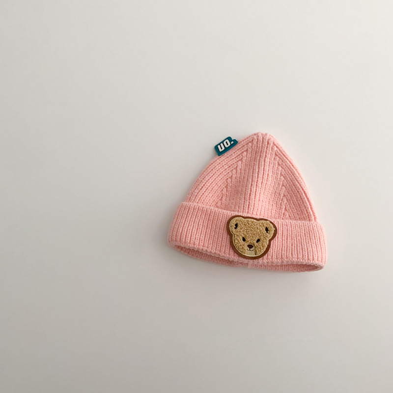 South Korea Baby Hat 2023 Autumn and Winter New Bear Ins Cute Baby Sleeve Cap Children's Knitted Hat