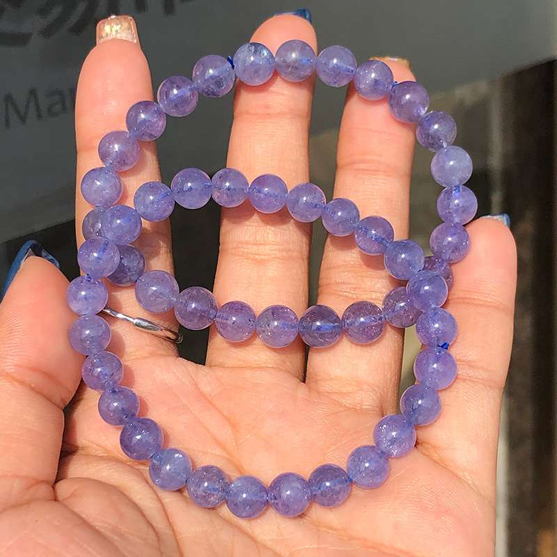 坦桑石手链 坦桑尼亚黝帘石水晶手链跨境热卖丹泉石手串tanzanite