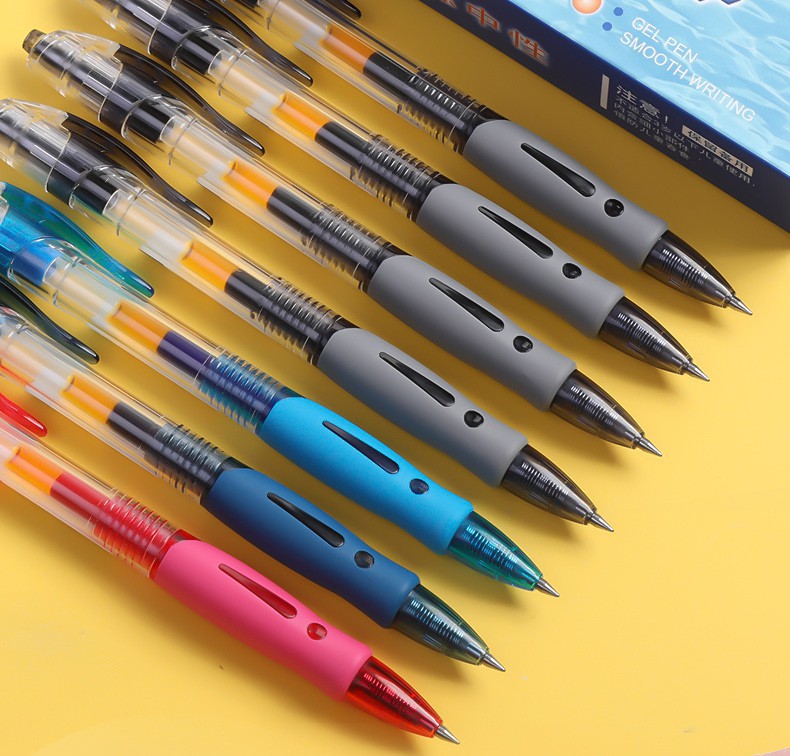 晨光文具按动中性笔签字笔0.5黑色碳素笔学生考试用蓝黑医生