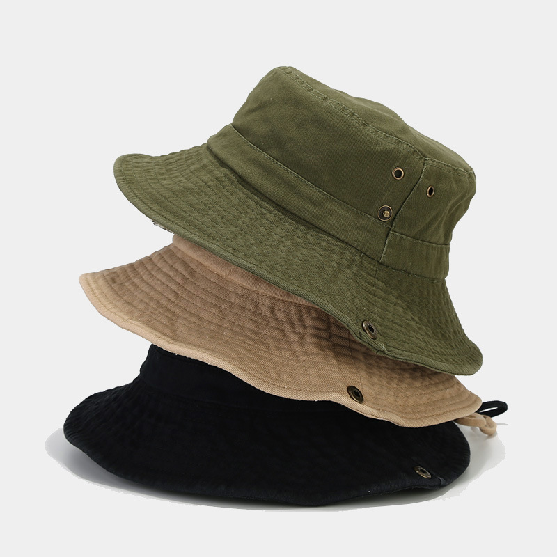 Western Denim Style Stitching Pure Cotton Big Brim Fisherman Hat Spring and Summer Outdoor Sun Hat Japanese Style Artistic Bucket Hat