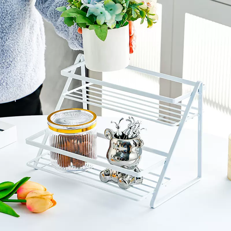 跨境厨房置物架桌面收纳铁艺整理架卧室梳妆台化妆用品收纳架批发
