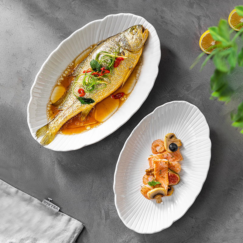 m3no蒸鱼盘子感鱼盘家用2024新款椭圆形大号菜盘-阿里巴巴