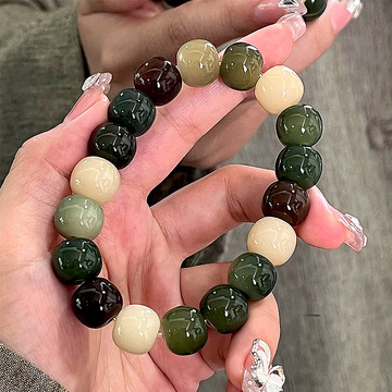 正品十年天然玉化料白玉菩提根盘玩手串女绕指柔正品纯菩提子文玩