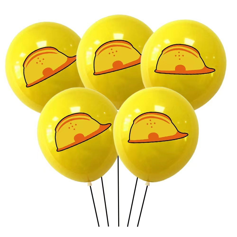 Engineering Vehicle Theme Rubber Balloons 12-Inch Children's Birthday Decoration Supplies Excavator Latex Engineering Vehicle Balloon