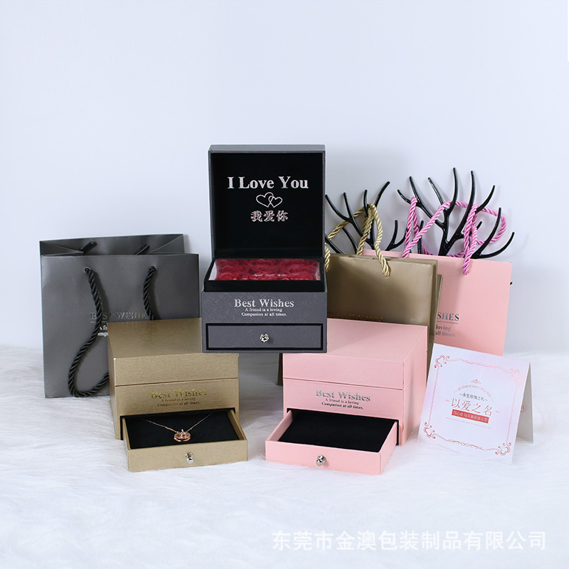 Valentine's Day Soap Flower Jewelry Box Nine Roses Jewelry Box Drawer Box Ornament Pendant Box in Stock Wholesale
