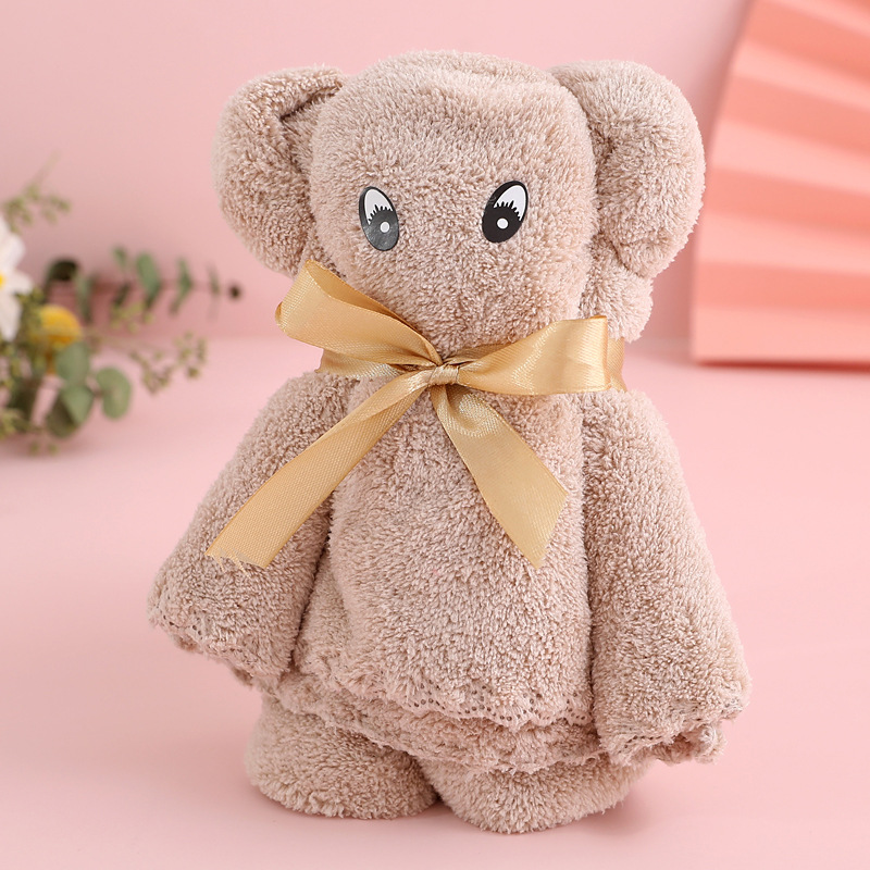 Creative Bear Coral Velvet Towel 35*75 Present Towel Wedding Shop Coral Velvet Bear Towel Gift