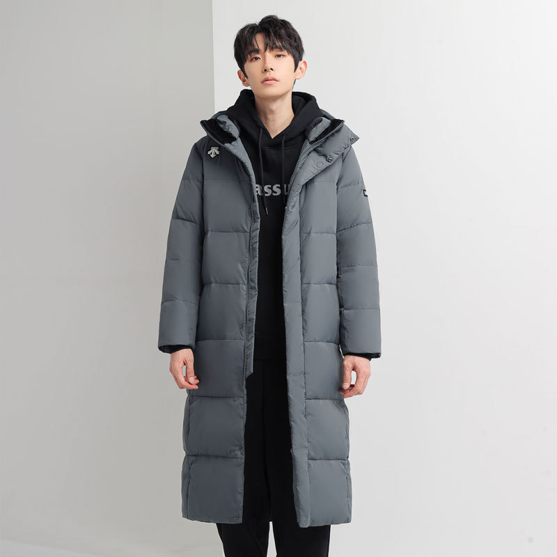 Lovers Three-Quarter Length down Jacket Winter Mid-Length Hooded Jacket Men's and Women's White Duck down Long Can Be Printed by Group Purchase