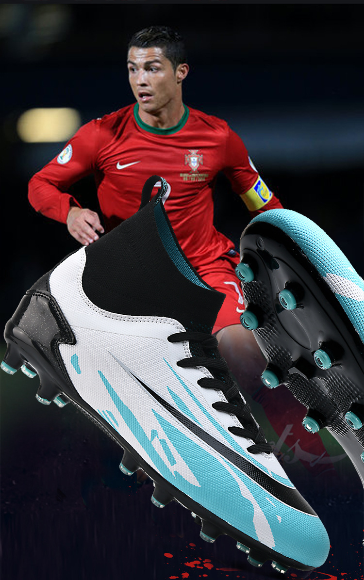 梅西球鞋男学生高帮长钉户外运动鞋透气碎钉人造草坪防滑球鞋女孩