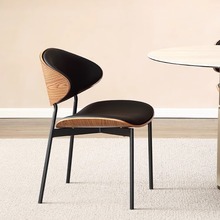 意式极简家用实木餐椅设计师款超迁皮椅子现代简约凳子高级高级感