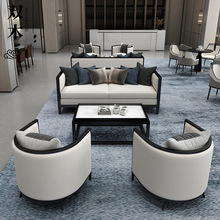 售楼处会客沙发新中式沙发客户商务组合茶楼酒店大堂接待卡座家具