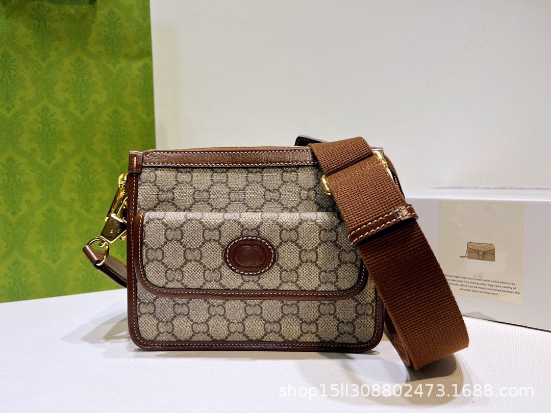 酷奇2023新款retro邮差包帆布拼皮马鞍斜挎包单肩包时尚男女同款