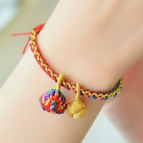 端午节五彩绳手链儿童宝宝小粽子手工编织手绳五色线成品金榜题名