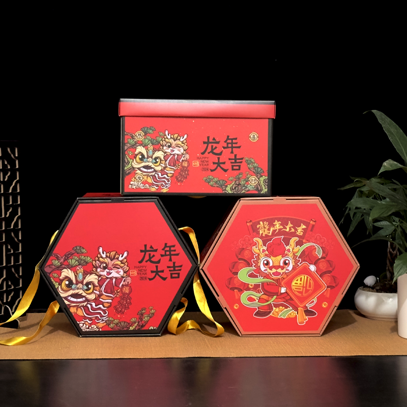 新款年货外包装盒空盒国潮手提春节礼盒通用年货礼品盒加logo