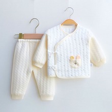 婴儿春季衣服两件套套装棉春秋冬加厚夹棉外穿宝宝新生儿0到3个月