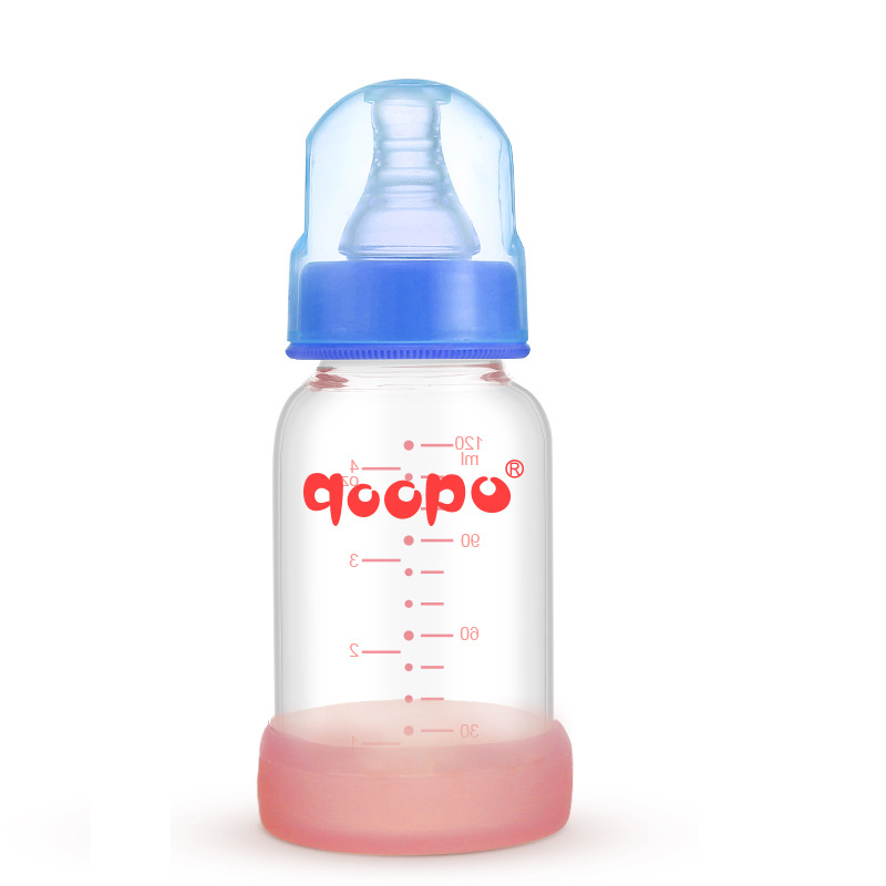 Newborn Baby Glass Bottle 60ml Mini Drinking Water Drop-Resistant Anti-Flatulence Breast Milk Silicone Nipple Juice Small Feeding Bottle