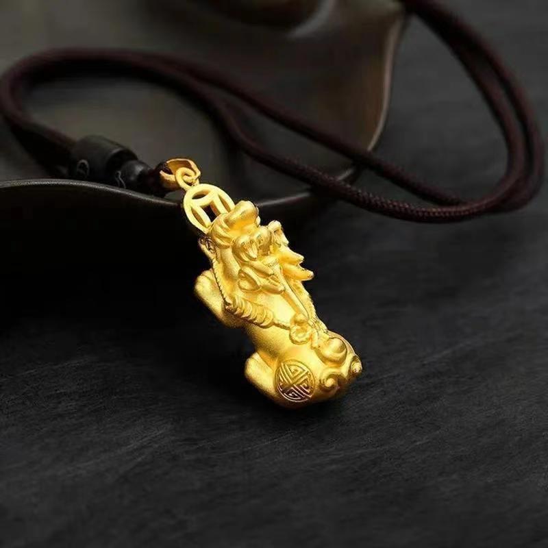 越南沙金招财貔貅吊坠铜合金仿黄金护身符首饰品抖音直播货源批发