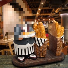 欧式面包厨师纸巾架摆件创意蛋糕店西餐厅桌面装饰品卡通树脂