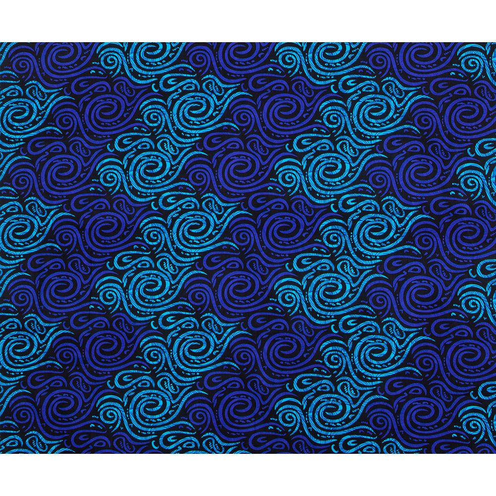 现货批发非洲印花蓝色几何印花面料棉质云纹民族服装布料按码