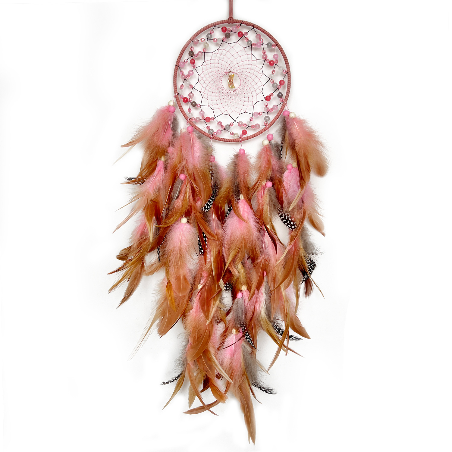 [Mengyi Original] Agate Dreamcatcher Ornaments Colorful Feather Woven Decorations Wall Pendant Exclusive for Cross-Border