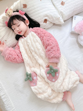 女童睡袋珊瑚绒冬季加厚款婴儿宝宝防踢被秋冬儿童法兰绒冬款睡式