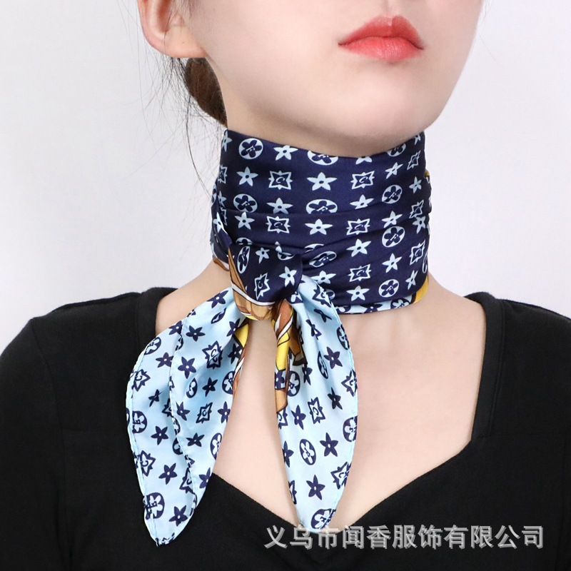 70cm Fashion Square Scarf Classic Presbyopic Letter Scarf Female Ornament All-Match Product Hot Small Scarf Scarf Wholesale