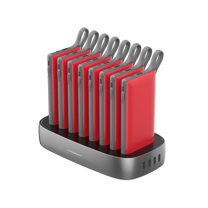 wst商用充电宝 套装充电宝 定制6/8座式自带线组合移动电源充电宝