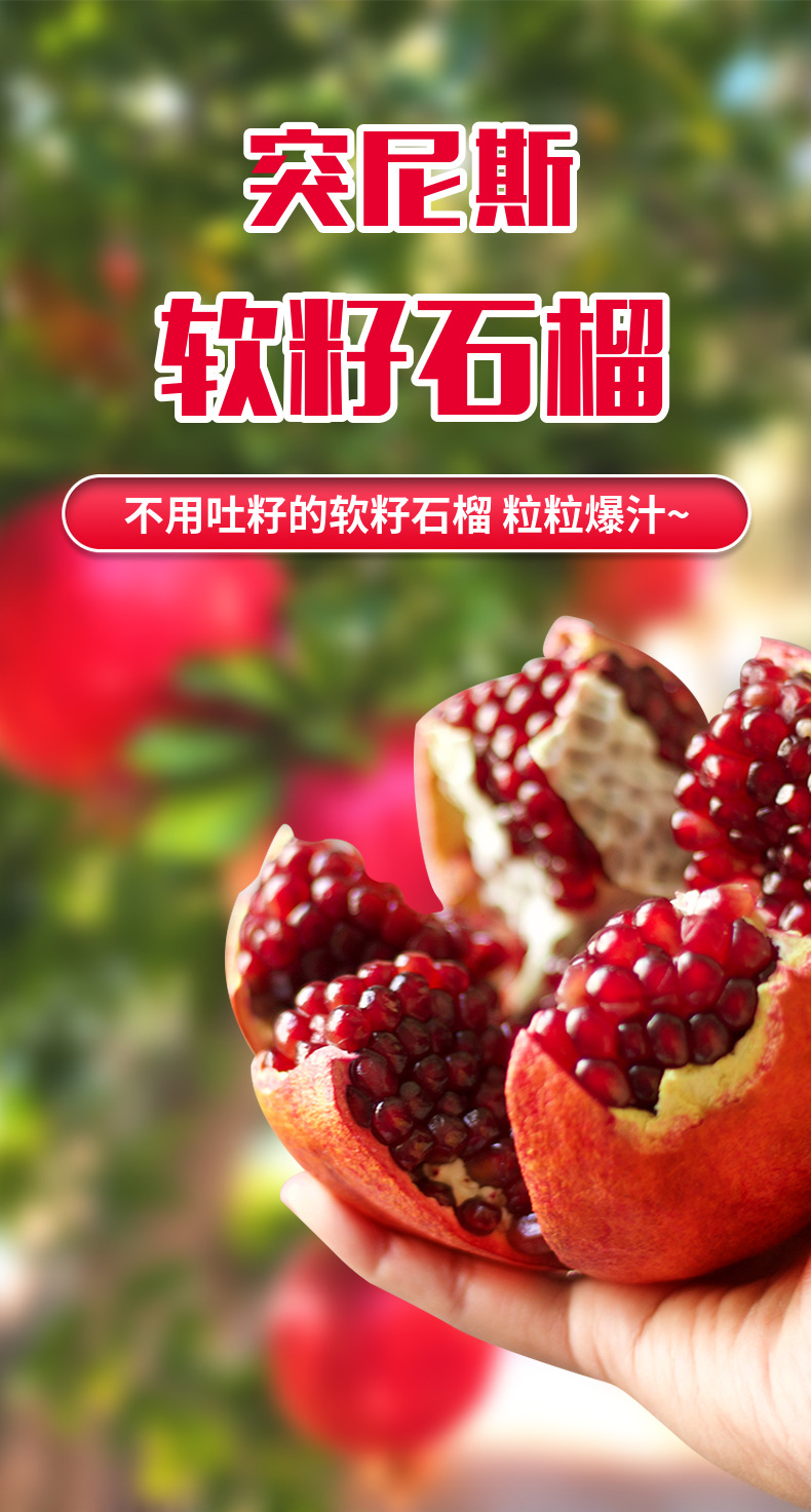 四川突尼斯软籽石榴新鲜水果5斤会理石榴甜鲜无籽应季生鲜水果